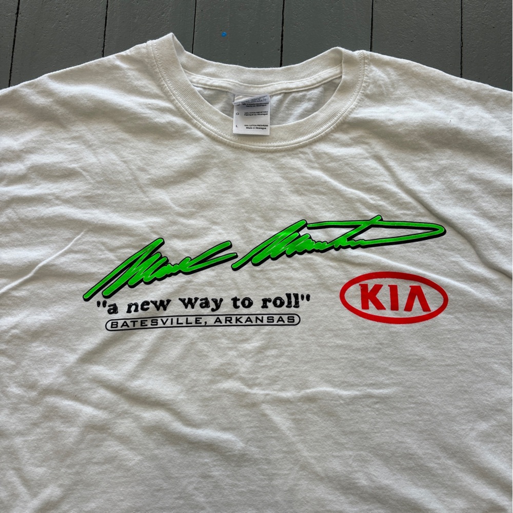 vintage Y2K mark‎ martin shirt mens large white green racing Batesville speedway - Picture 2 of 6